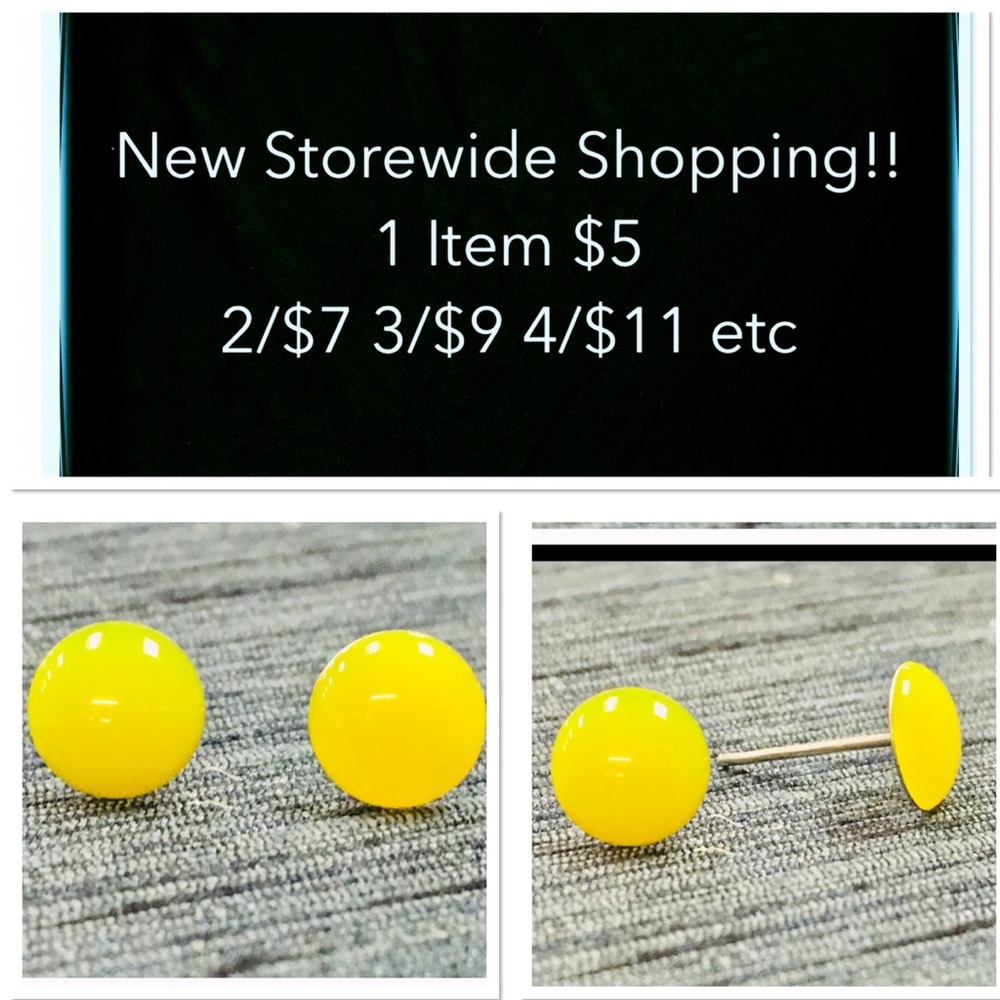 NEW 7mm Retro Neon Yellow Circle Stud Earrings